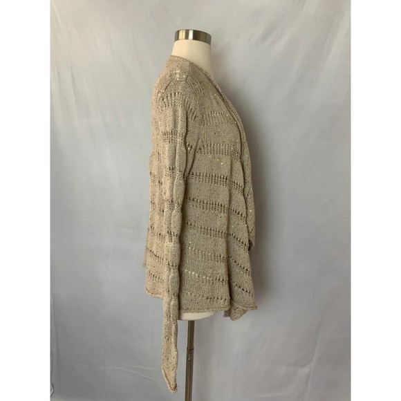 Splendid Size S Gold Sequin Cascading Waterfall Open Cardigan - Picture 5 of 9